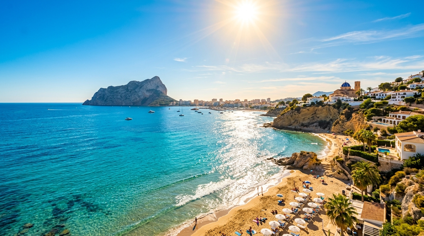 Costa Blanca Turquoise Mediterranean Sea and Radiant Sun